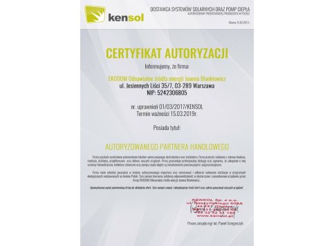 Certyfikat Kensol
