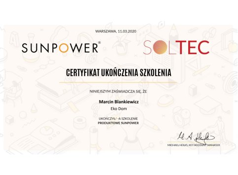 Certyfikat SunPower