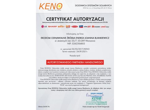 Certyfikat KENO
