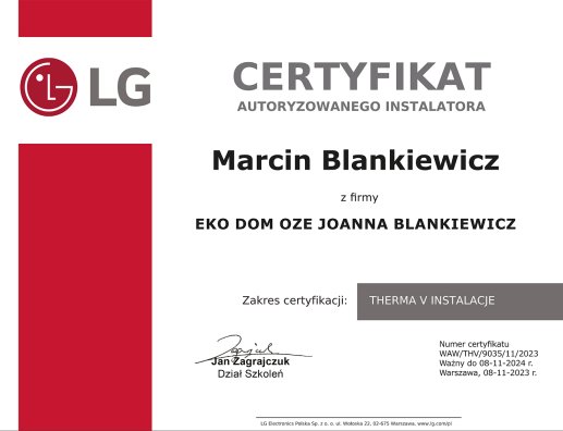 LG certyfikat
